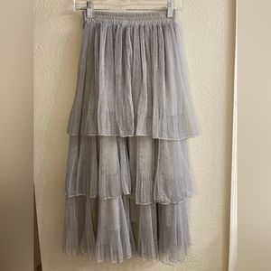 Grey Layered Tulle Skirt